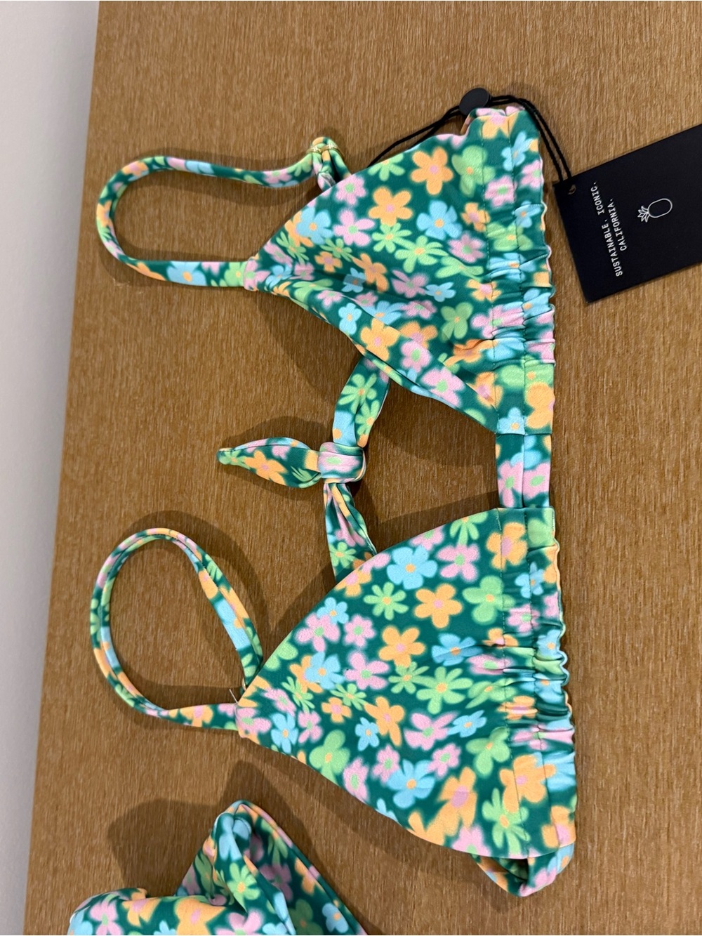 Skatie Green Floral Bikini Set with Yellow & Pink Blooms - Picture 2 of 3